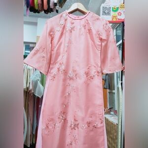 Ao dai cach tan suong to theu, Vietnamese contemporary dress set mint l m 2 4 🎁